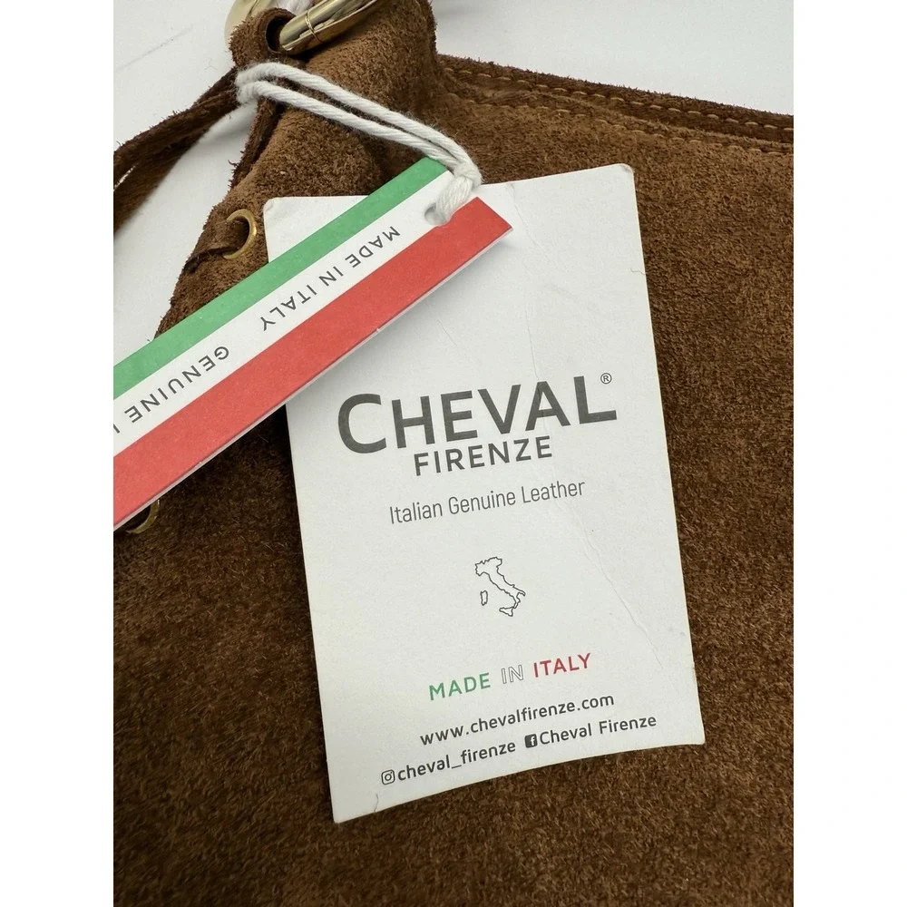 NWT Cheval Firenze Suede Fringe shoulder bag Brown‎